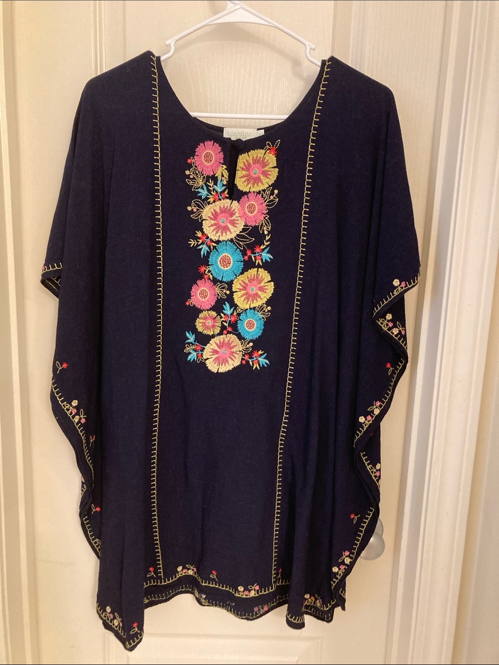 Navy Floral Embroidered Tunic